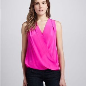 Amanda Uprichard RED sleeveless crossover blouse M